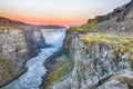 Marvelous sunrise view of the most powerful waterfall in Europe called Dettifos