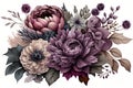 violet purple and burgundy anemone flower. Card for greeting, for birthday party created with Generative AI technology