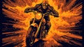 Marvels ghost rider driving through hell, but his bike is a demonic Segway.Generative AI
