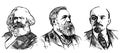 Marx, Engels and Lenin portraits Royalty Free Stock Photo