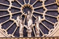 Mary Angels Facade Rose Window Notre Dame Cathedral Paris France Royalty Free Stock Photo