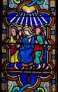 Mary and the Apostles at Pentecost - Stained Glass Royalty Free Stock Photo