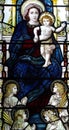 Mary with baby Jesus in stained glass Royalty Free Stock Photo