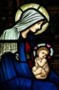 Mary and baby Jesus in stained glass Royalty Free Stock Photo