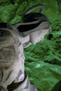 Mary, Holy Family, sculpture at the Salt cathedral of Zipaquira illuminated in green, Colombia