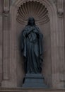 Mary the immaculate Conception bronze sculpture, in a niche on the front of the Cathedral Basilica of Saints Peter and Paul, Royalty Free Stock Photo