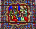 Mary Jesus Stained Glass Notre Dame Cathedral Paris France Royalty Free Stock Photo