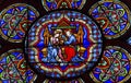 Mary Jesus Stained Glass Notre Dame Cathedral Paris France Royalty Free Stock Photo