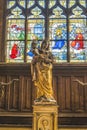Mary Jesus Statue Stained Glass Saint Catherine Church Honfluer France