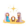 Mary joseph and baby star manger nativity, merry christmas