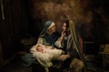 Mary and Joseph live nativity scene Royalty Free Stock Photo