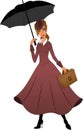 Mary Poppins with a black umbrella in her hand