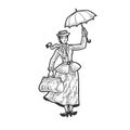 Mary Poppins sketch vector illustration