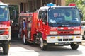 Maryborough Country Fire Authority (CFA) station with vehicles ready for action on a Total Fire Ban day