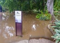 Flood waters from Mary River, Maryborough, Australia inundate Queens Park.