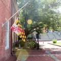 Maryland Capitol Campus Exterior with Flag Royalty Free Stock Photo