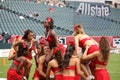 Maryland cheerleaders prepare to form a pyramid