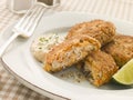 Maryland Crab Cakes with Curry Mayonnaise Royalty Free Stock Photo