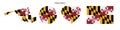 Maryland flag in different shapes icon set. Flat vector illustration Royalty Free Stock Photo