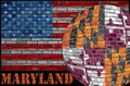 Maryland flag on the USA flag background Royalty Free Stock Photo