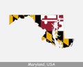 Maryland Map Flag. Map of MD, USA with the state flag isolated on white background. United States, America, American, United State Royalty Free Stock Photo