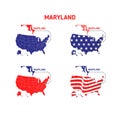 Maryland map with usa flag design illustration Royalty Free Stock Photo
