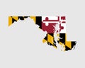 Maryland Map Flag. Map of MD, USA with the state flag. Royalty Free Stock Photo