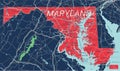 Maryland state detailed editable map Royalty Free Stock Photo