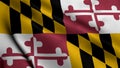 Maryland State Flag. Waving Fabric Satin Texture National Flag of Maryland 3D Illustration Royalty Free Stock Photo