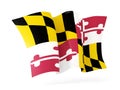 Maryland state flag waving icon close up. United states local fl Royalty Free Stock Photo