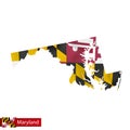 Maryland state map with waving flag of US State. Royalty Free Stock Photo