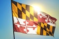 Maryland state of United States flag waving on the wind Royalty Free Stock Photo