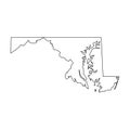 Maryland, state of USA - solid black outline map of country area. Simple flat vector illustration