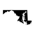 Maryland, state of USA - solid black silhouette map of country area. Simple flat vector illustration