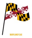 Maryland U.S. State Flag Waving Vector Illustration on White Background Royalty Free Stock Photo