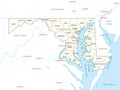 Counties of Maryland map Royalty Free Stock Photo