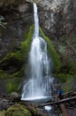 Marymere Falls and a spectator, Olympic Peninsula, USA