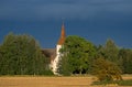 Marys Church, grain field, blue sky and natural environment. Royalty Free Stock Photo