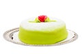 Marzipan birthday cake isolated on white