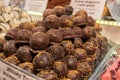 Marzipan and chocolate sweets at christmas tradition market at B