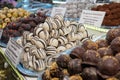 Marzipan and chocolate sweets at christmas tradition market