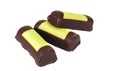 Marzipan chocolate on white background