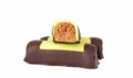 Marzipan chocolate on white background