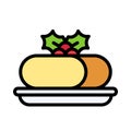 Marzipan icon, Christmas food and drink vector