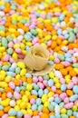 Assortment of mini Easter eggs with a marzipan flower