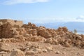 Masada - ancient fortification, desert fortress of Herod in Judean desert, view of dead sea, Israel Royalty Free Stock Photo