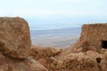 Masada - ancient fortification, desert fortress of Herod in Judean desert, view of dead sea, Israel Royalty Free Stock Photo