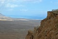 Masada - ancient fortification, desert fortress of Herod in Judean desert, view of dead sea, Israel