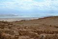 Masada - ancient fortification, desert fortress of Herod in Judean desert, view of dead sea, Israel