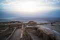 Masada is an ancient fortress off the southwestern coast of the Dead sea, in Israel. Near the city of Arad, at the Ein Gedi Ein Royalty Free Stock Photo